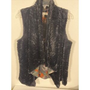 Cupio Faux Fur‎ Black Fuzzy Vest Size Large Y1